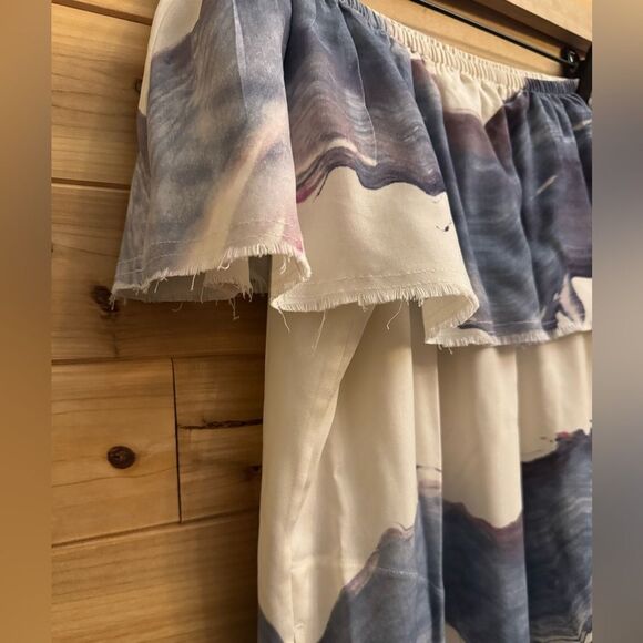 Go By GoSilk Anthropologie Size Small Abstract Watercolor Off The Shoulder Dress - Picture 3 of 14